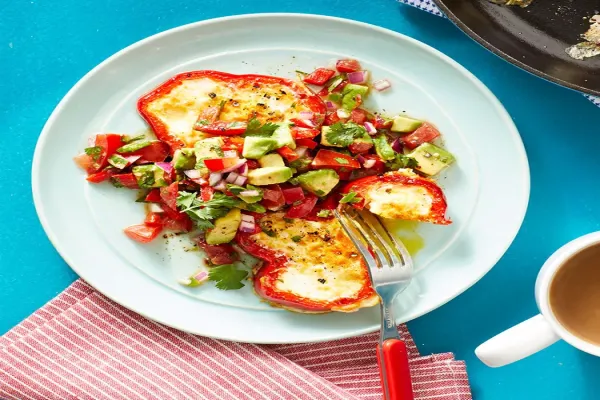 Egg in a Hole Peppers with Avocado Salsa