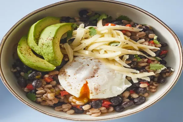 Breakfast Beans with Microwave Poached Egg