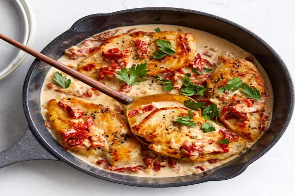 Chicken Cutlets with Sun Dried Tomato Cream Sauce