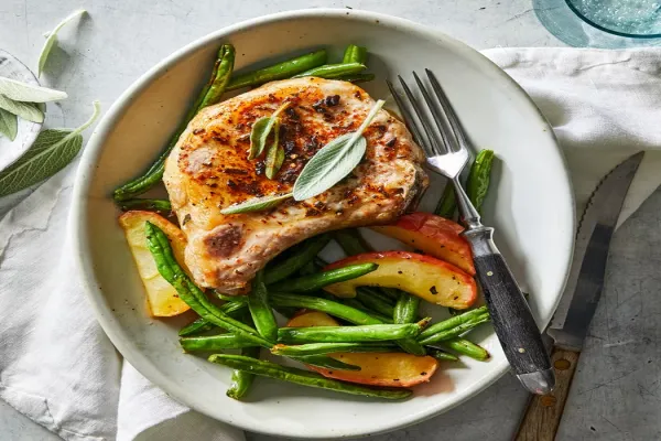 Air Fryer Cider Pork Chops with Apples