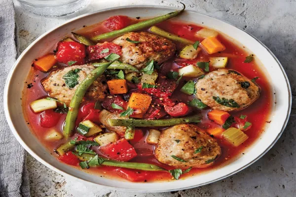 Slow Cooker Vegetable & Chicken Meatball Soup