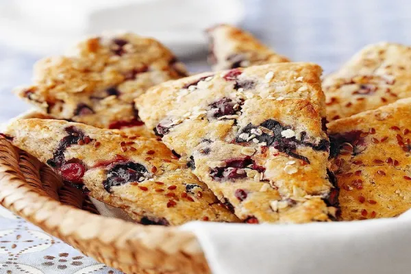 Blueberry Oat Scones with Flaxseeds
